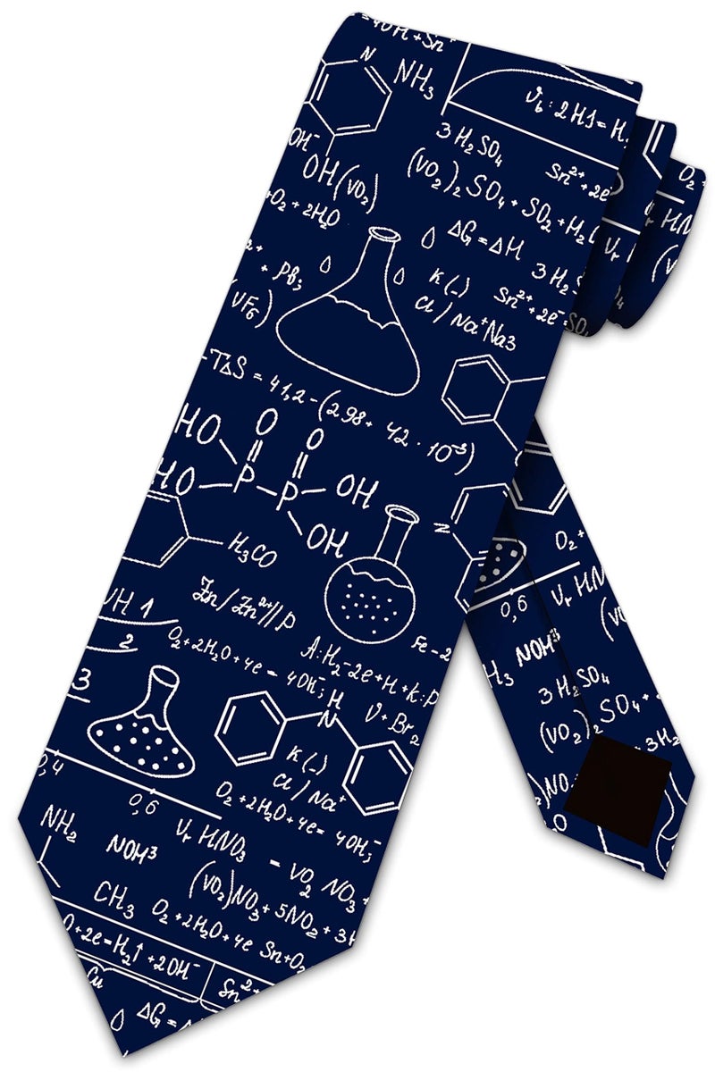 Three Rooker Science Ties Mens Chemistry Equations Navy Necktie - Image 1